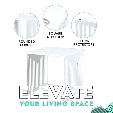 LeisureMod Cisco Modern Square Steel Side Table with Powder Coated Finish