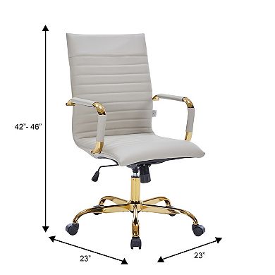 LeisureMod Harris High-Back Leatherette Office Chair With Gold Frame