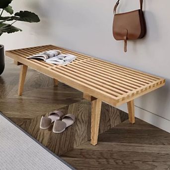 LeisureMod Mid-Century Inwood Platform Bench - 4 Feet