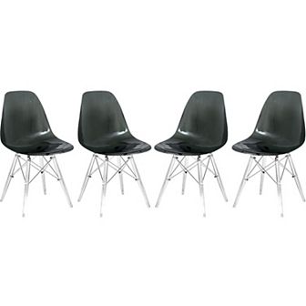 LeisureMod Dover Molded Side Chair with Acrylic Base, Set of 2