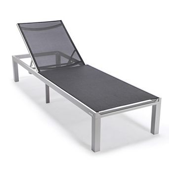 LeisureMod Marlin Patio Chaise Lounge Chair With White Aluminum Frame