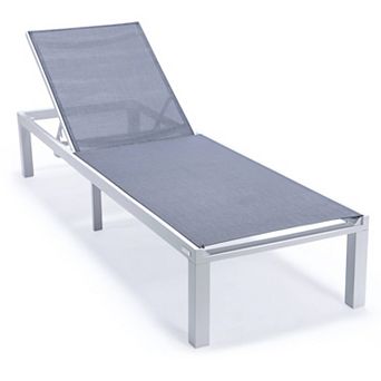 LeisureMod Marlin Patio Chaise Lounge Chair With White Aluminum Frame