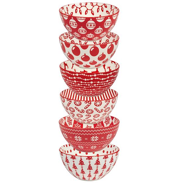 Certified International Set of 6 Peppermint Candy All Purpose Bowls