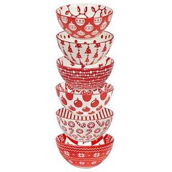 Certified International Set of 6 Peppermint Candy All Purpose 30 oz. Bowls