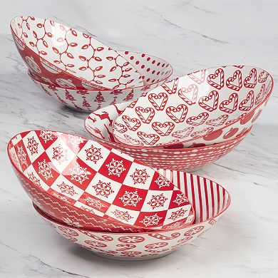 Certified International Set of 6 Peppermint Candy Soup/Pasta Bowls