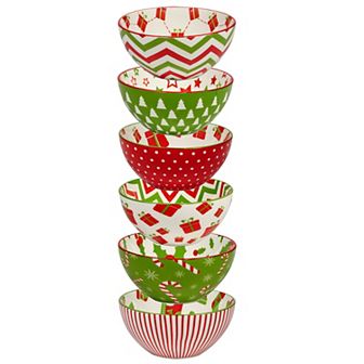 Certified International Set of 6 Holiday Fun All Purpose Bowls