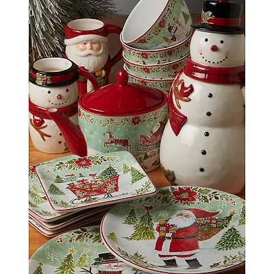 貴重新品未使用GalleryHolly&theJoy クリスマス皿2枚 Certified International 16-Piece Joy of Christmas Dinnerware Set