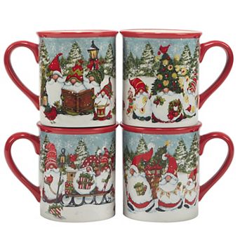 Certified International Set of 4 Christmas Gnome Mugs