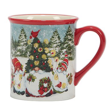 Certified International Set of 4 Christmas Gnome Mugs