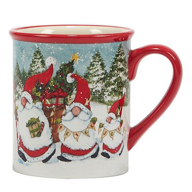 Certified International Set of 4 Christmas Gnome Mugs