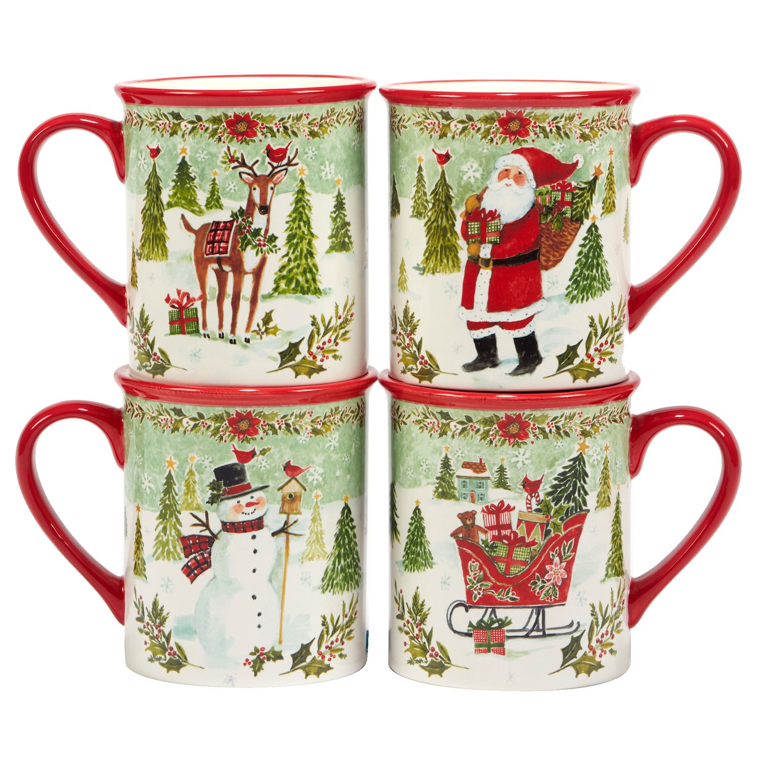 Certified International Holiday Magic Gingerbread Set Of 4 3-D Mug