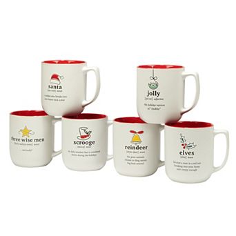 Certified International Christmas Fun Red Mugs 6 pc