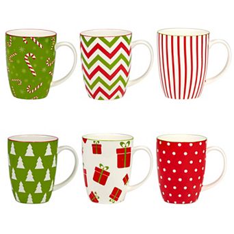 Certified International Set of 6 Holiday Fun Mugs
