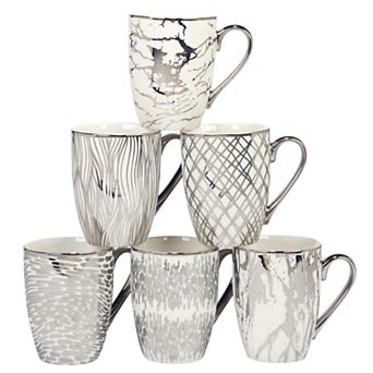 Certified International Set of 6 Matrix Silver Plated Tapered Mugs