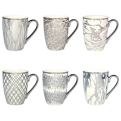 Certified International Set of 6 Matrix Silver Plated Tapered Mugs