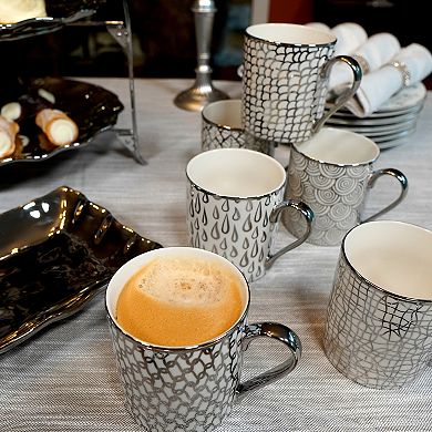 Certified International Set of 6 Mosaic Silver Plated Can Mugs