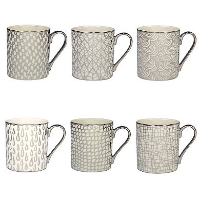 Certified International Set of 6 Mosaic Silver Plated Can Mugs