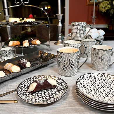 Certified International Set of 6 Mosaic Silver Plated Can Mugs