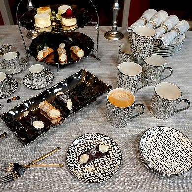 Certified International Set of 6 Mosaic Silver Plated Can Mugs