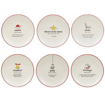 Certified International Set of 6 Christmas Fun Red Dessert Plates