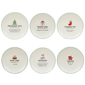 Certified International Set of 6 Christmas Fun Green Dessert Plates