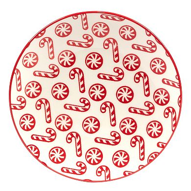 Certified International Set of 6 Peppermint Candy Canape Plates