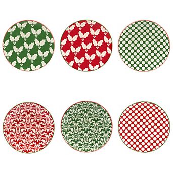 Certified International Set of 6 Winter Medley Canape Plates