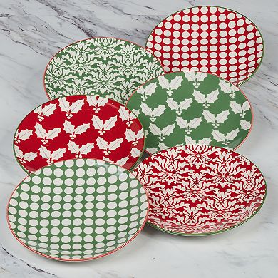 Certified International Set of 6 Winter Medley Canape Plates