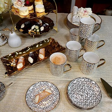 Certified International Set of 6 Mosaic Gold Plated Canape Plates