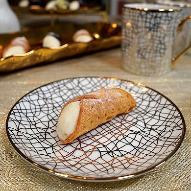 Certified International Set of 6 Mosaic Gold Plated Canape Plates