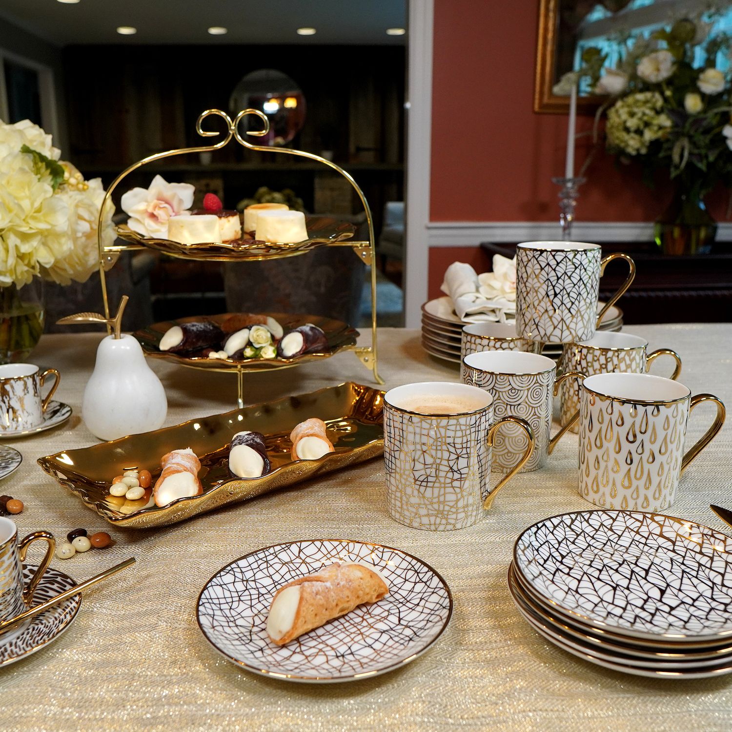 Certified International Mosaic Gold Plated Canape Plates - Set Of 6 Assorted 6-Inch Designs