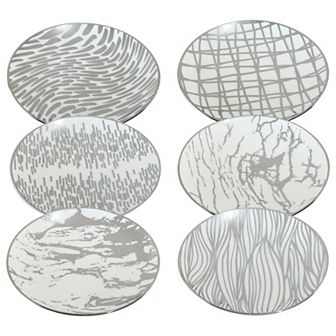 Certified International Set of 6 Matrix Silver Plate Canape Plates