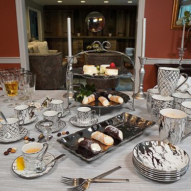 Certified International Set of 6 Matrix Silver Plate Canape Plates