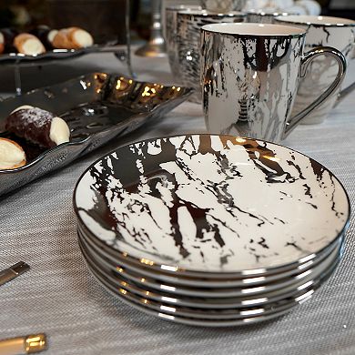 Certified International Set of 6 Matrix Silver Plate Canape Plates