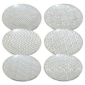 Certified International Set of 6 Mosaic Silver Plated Canape Plates