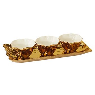 Certified International Gold Coast 4 pc Tray & Condiment Bowl Set