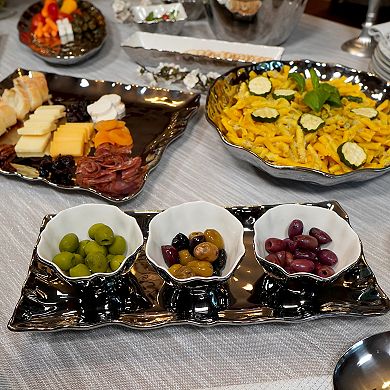 Certified International 4-Piece Silver Coast Tray and Condiment Bowl Set