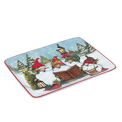 Certified International Christmas Caroling Gnomes Rectangle Platter