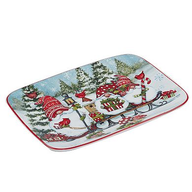 Certified International Christmas Gnomes Rectangle Platter