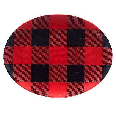 Certified International 2-Piece Red Buffalo Plaid Platter Set