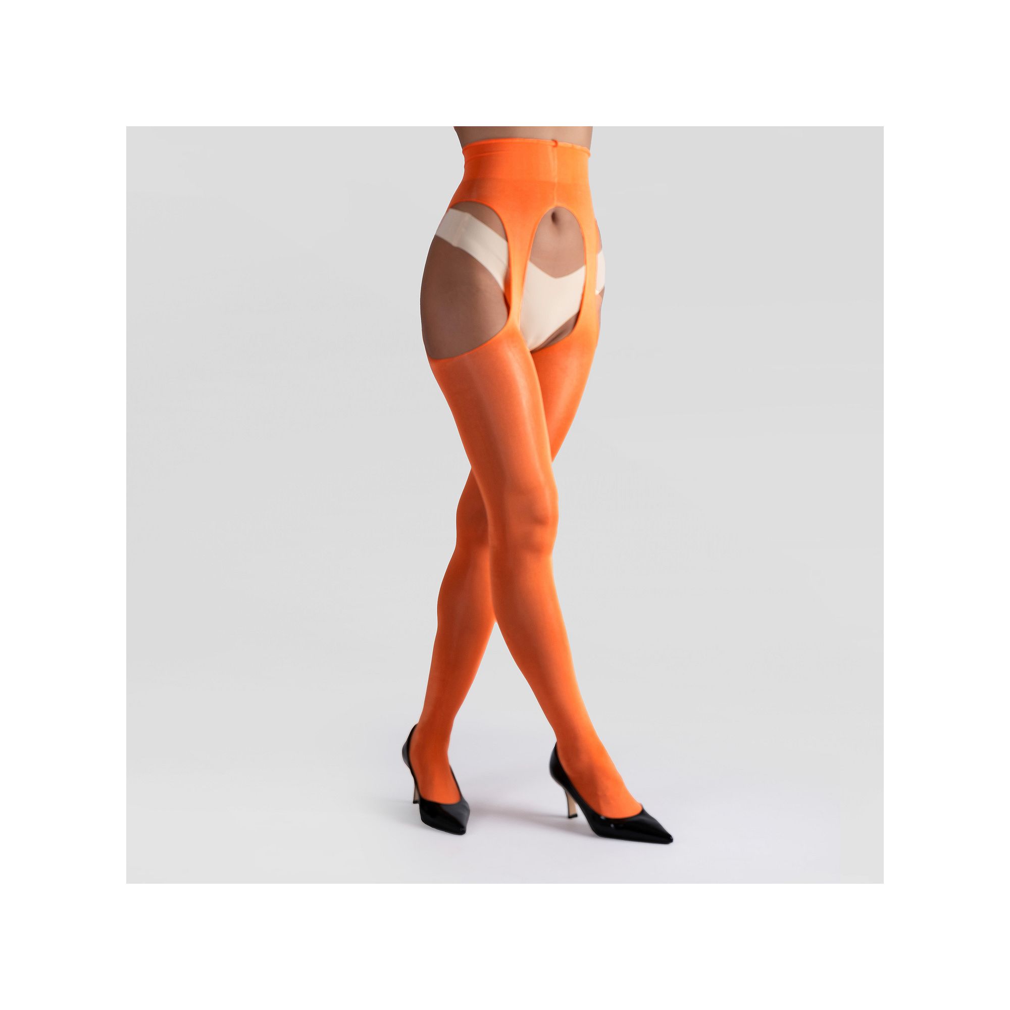 LECHERY® Sheer Suspender Tights, Womens, Size: Small-Medium, Orange