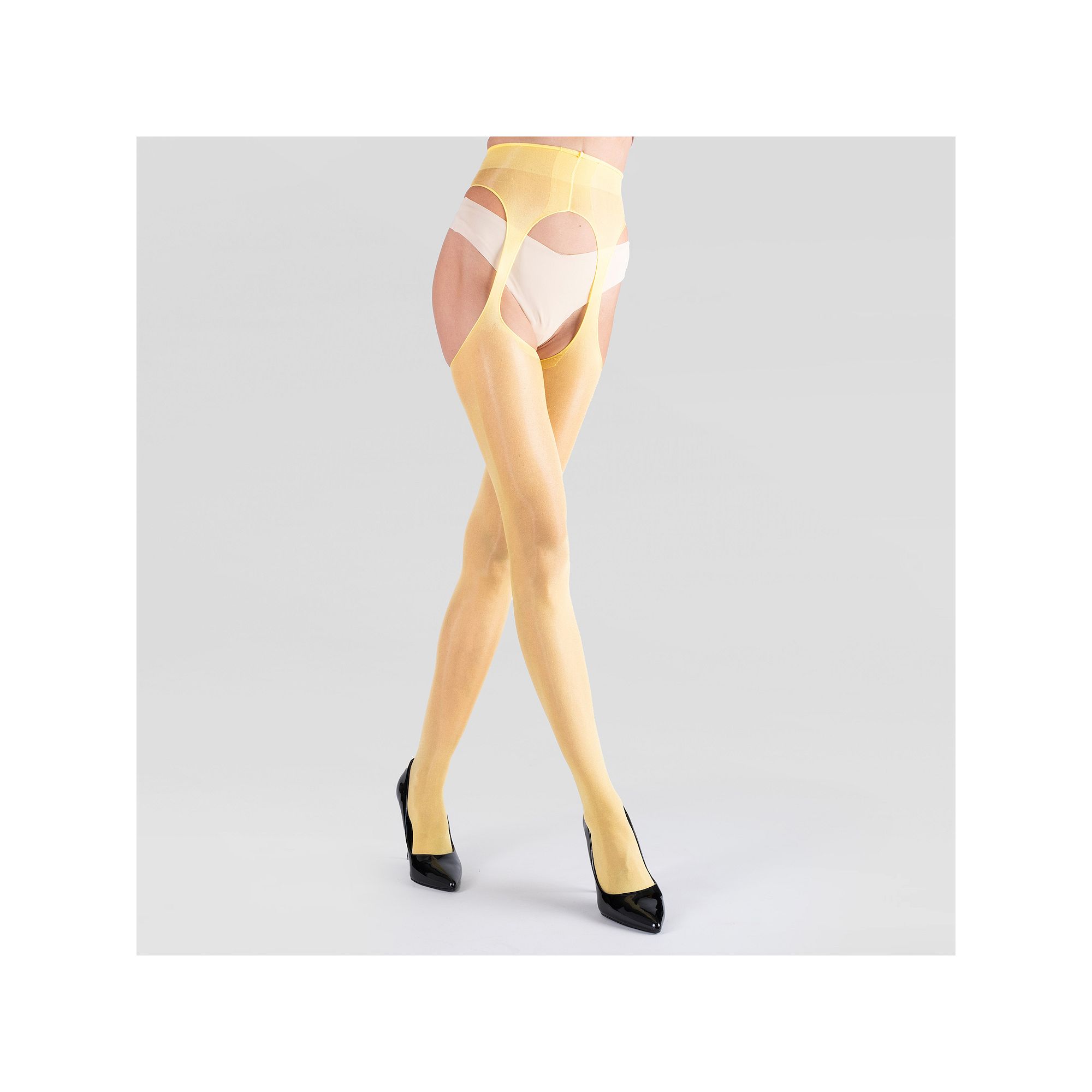 LECHERY® Sheer Suspender Tights, Womens, Size: Small-Medium, Yellow