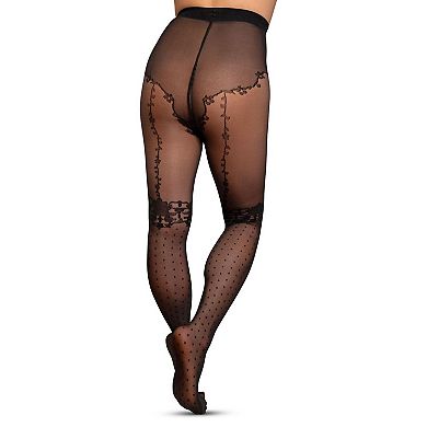 Women's LECHERY® Lace with Dot Print Tights