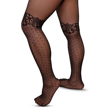 Women's LECHERY® Lace with Dot Print Tights