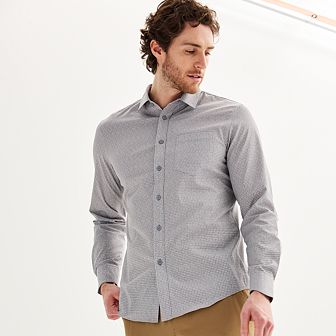 Men's FLX Slim Performance Untucked-Fit Button Down Long Sleeve Shirt