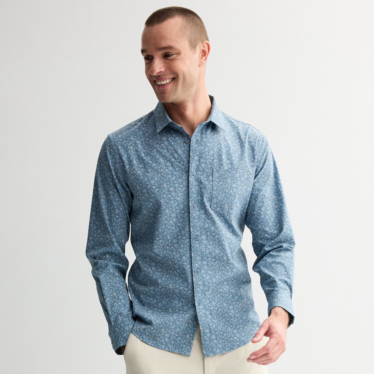 long sleeve dress shirts for hot weather Hisdern Men's Long Sleeve Linen Shirt main image 1