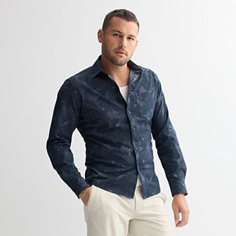 Men's FLX Slim Performance Untucked-Fit Button Down Long Sleeve Shirt