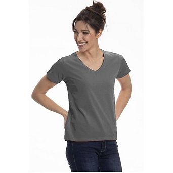 Short Sleeve Classic Cotton V-Neck T-Shirt for Women in Pretty Spring Colors