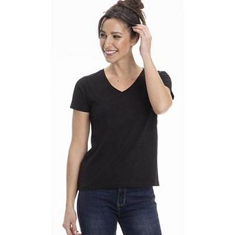 Short Sleeve Classic Cotton V-Neck T-Shirt for Women in Pretty Spring Colors