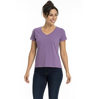 Short Sleeve Classic Cotton V-Neck T-Shirt for Women in Pretty Spring Colors